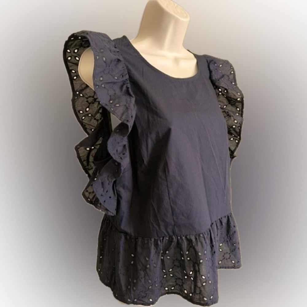 Who What Wear black flutter sleeve top.